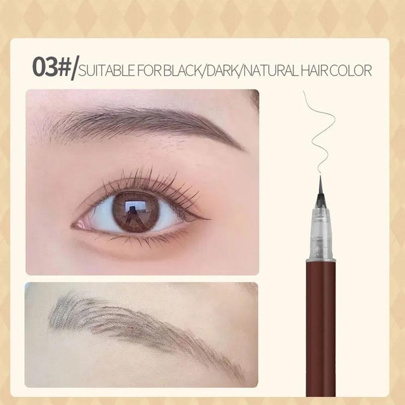 Biya Water Eyebrow Pen: Ultra-fine, Natural-Looking Liquid Eyebrow Pen for Shading, Eyeliner, and Under-Eye Enhancement; Waterproof, Smudge-proof, Long-Lasting.